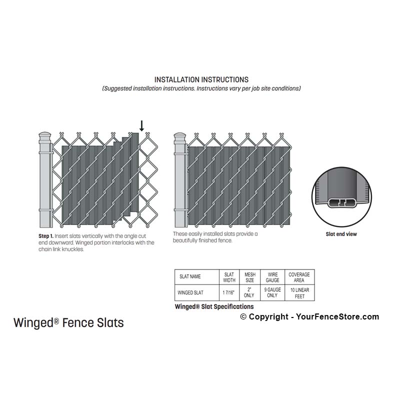 Wing Slat for Chain Link Fence Double Wall - 2 Wings 95% Privacy - Image 9